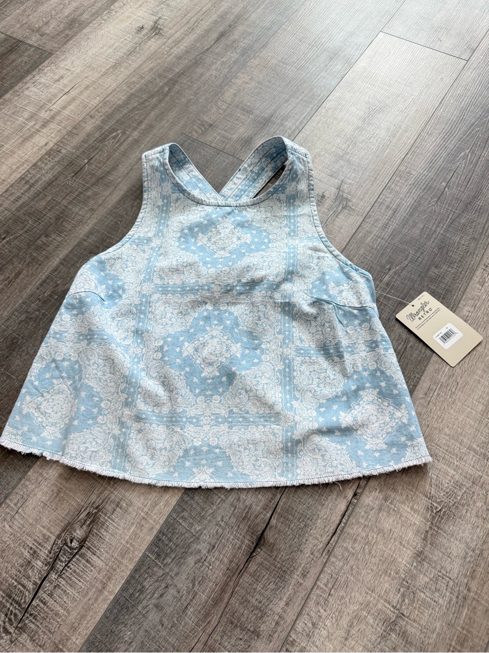 Wrangler Light Blue Paisley Tank Top